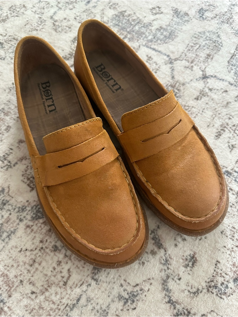 Born Tan Suede Penny Loafers for Women